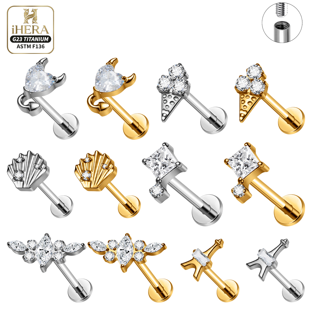 Body Jewelry Vertical Labret - F136 Titanyum Piercing Çivisi Conch Daith