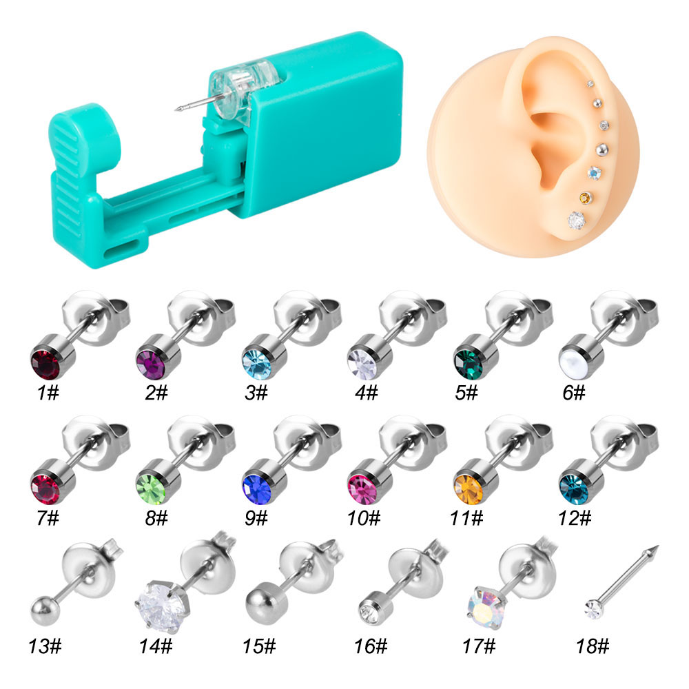 Body Jewelry Factory - 1 adet Tek Kullanımlık Yeşil Kulak