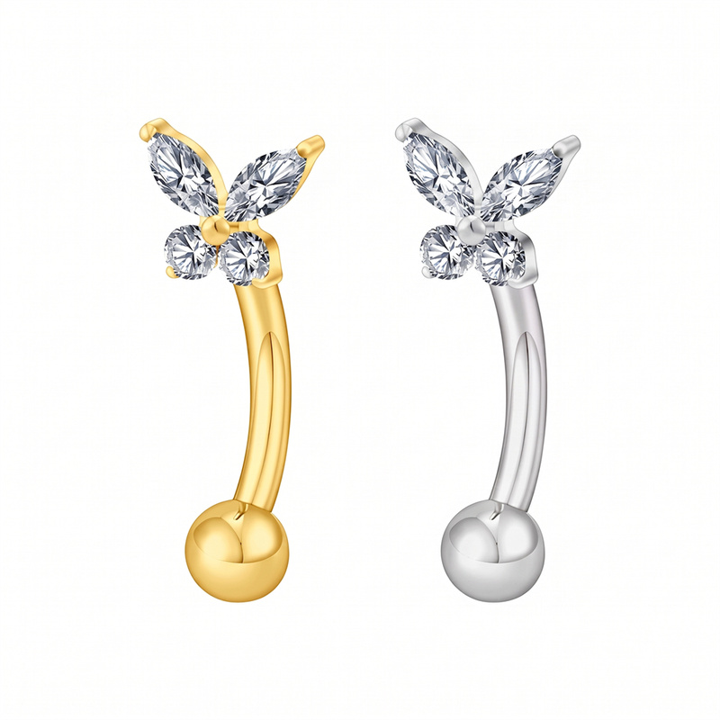 Body Jewelry Vertical Labret - ASTM F136 Titanyum Küçük Kelebek CZ
