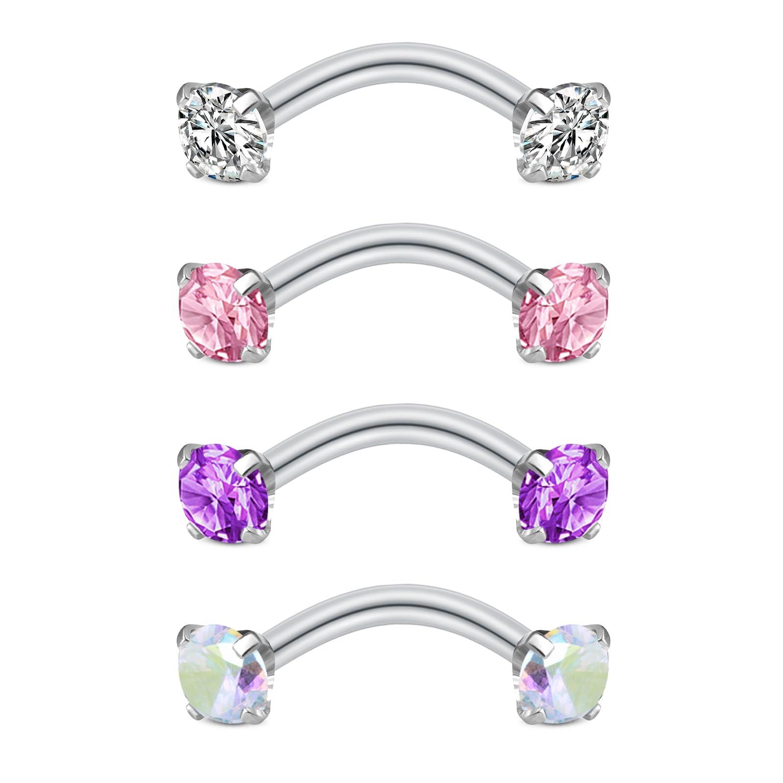 Body Jewelry Vertical Labret - 4 adet Rook Piercing Takısı Kaş