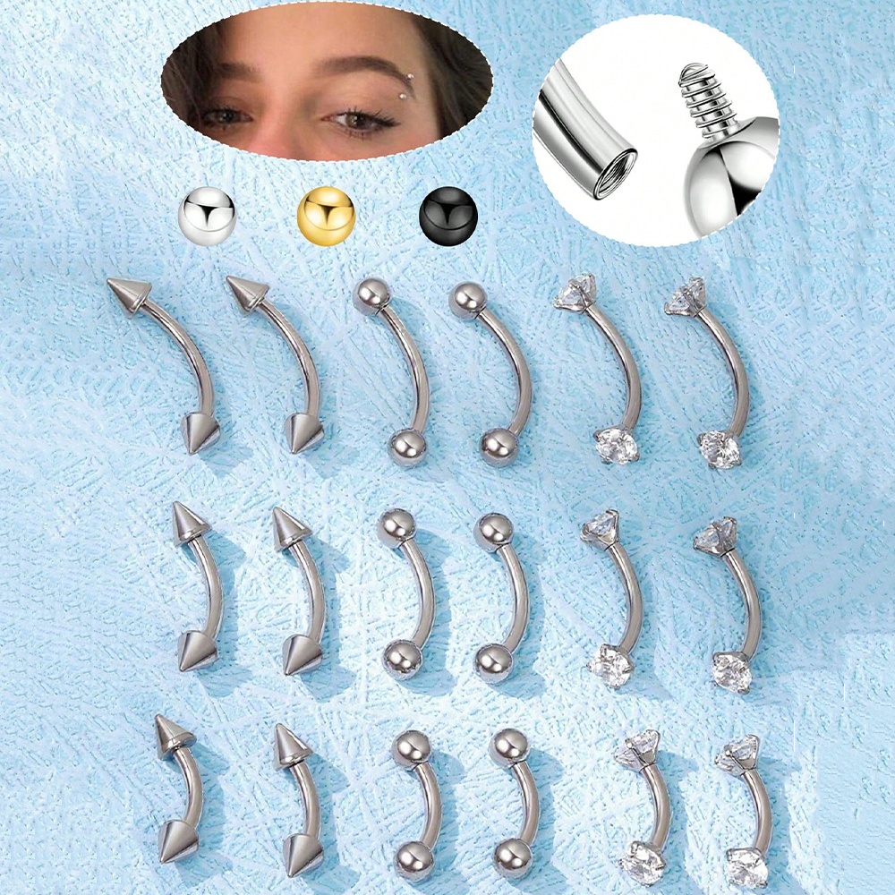 Body Jewelry Vertical Labret - 6 adet 16G Paslanmaz Çelik Küçük