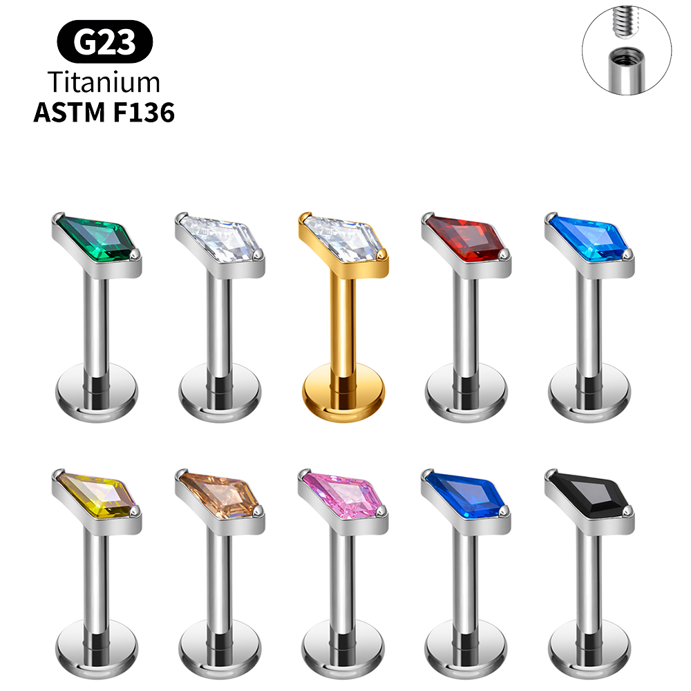 Body Jewelry Vertical Labret - Titanyum Uçurtma Şeklinde CZ İçten Dişli