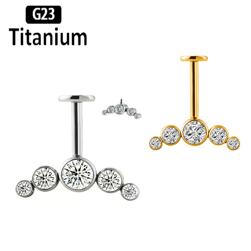 Body Jewelry Vertical Labret - G23 Titanyum Kulak Piercingi İçten Dişli