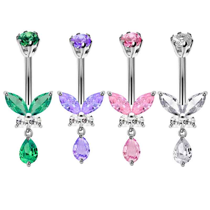 Body Jewelry Co - 14G Dangle Kelebek Göbek Yüzükleri 10mm