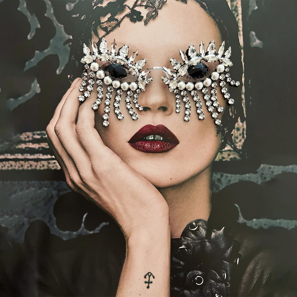 Body Jewelry Y2K - Stonefans püskül gözlük çerçeve kadınlar için