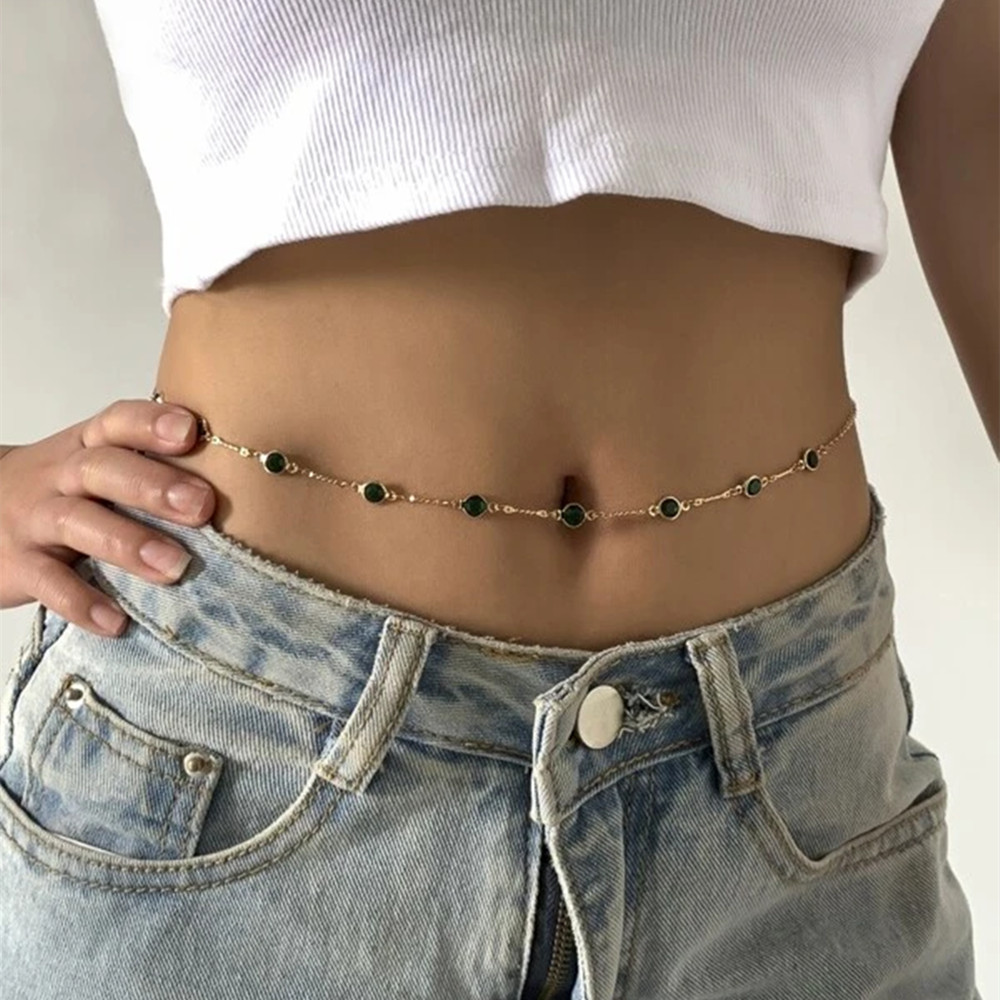 Body Jewelry Y2K - Moda seksi Vintage estetik göbek zinciri