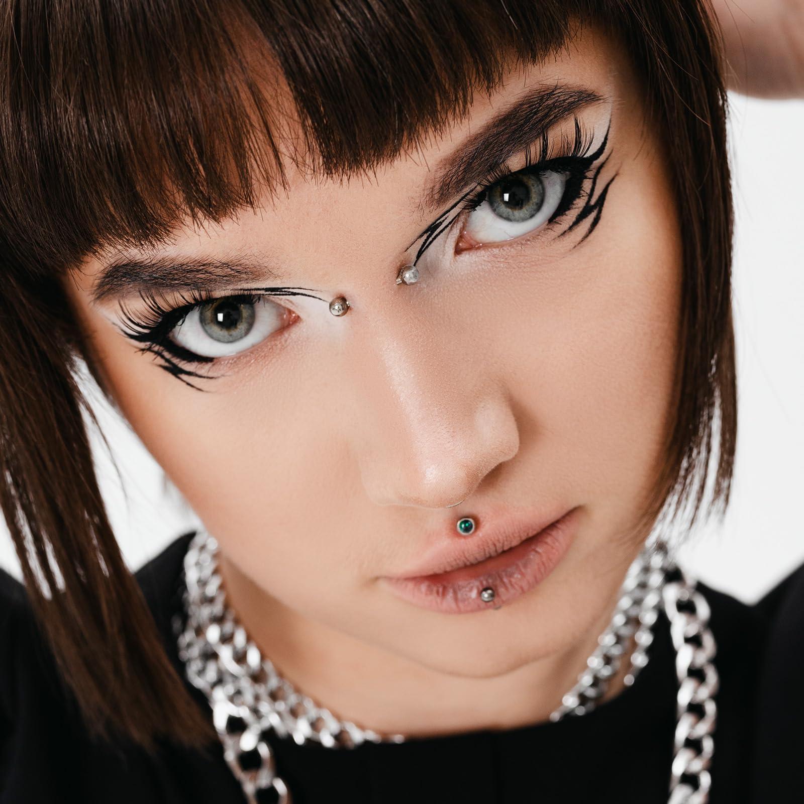 17 Parça/Set Titanyum İçten Di - Body Jewelry Vertical Labret incelemesi ve fiyatı
