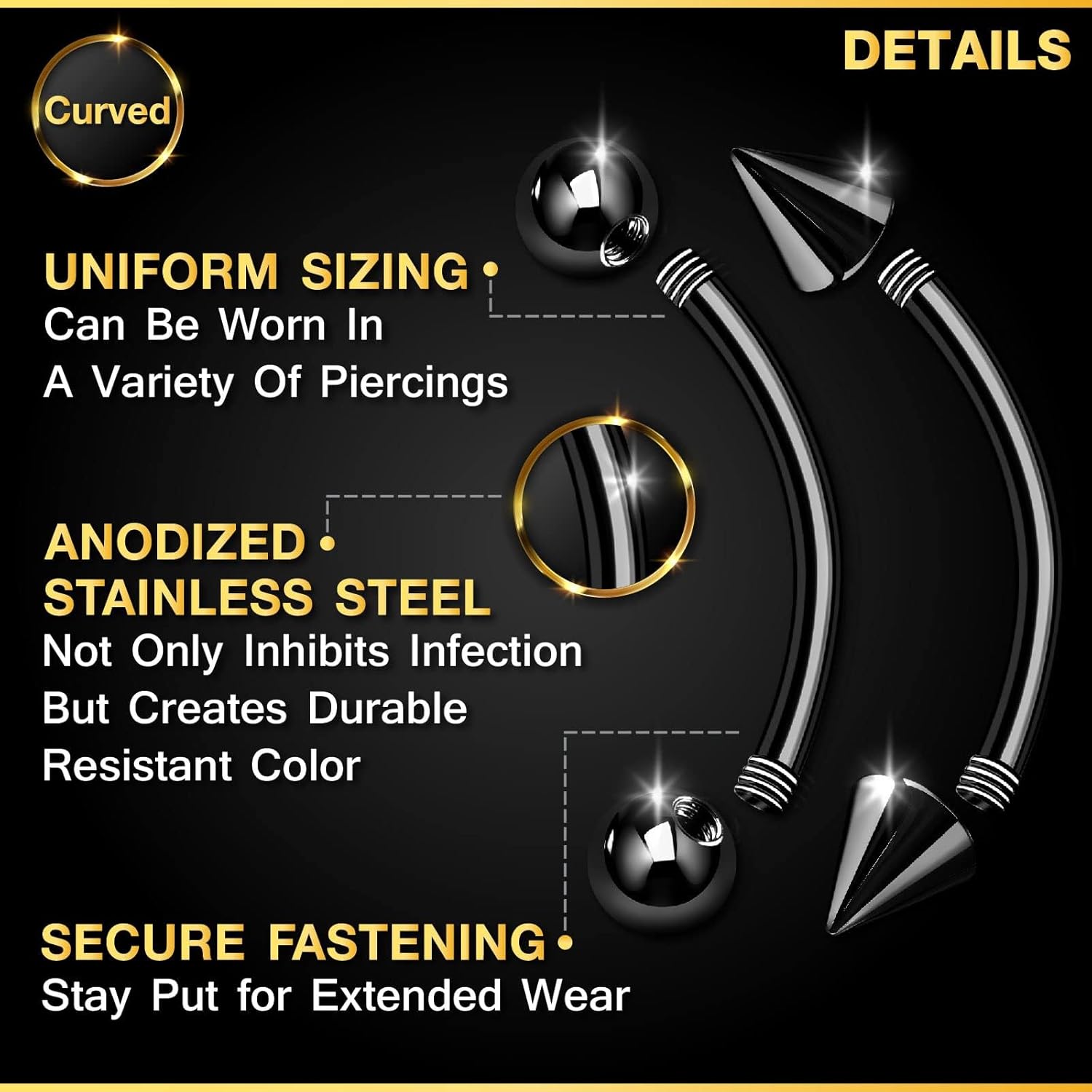 32 adet/set Cerrahi Çelik Kavi - Body Jewelry Vertical Labret incelemesi ve fiyatı