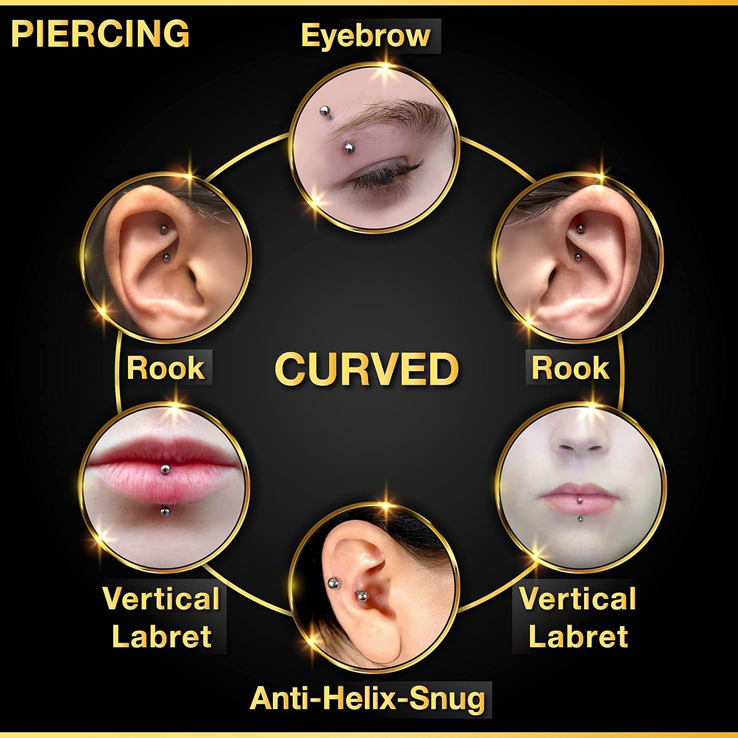 32 adet/set Cerrahi Çelik Kavi - Body Jewelry Vertical Labret incelemesi ve fiyatı